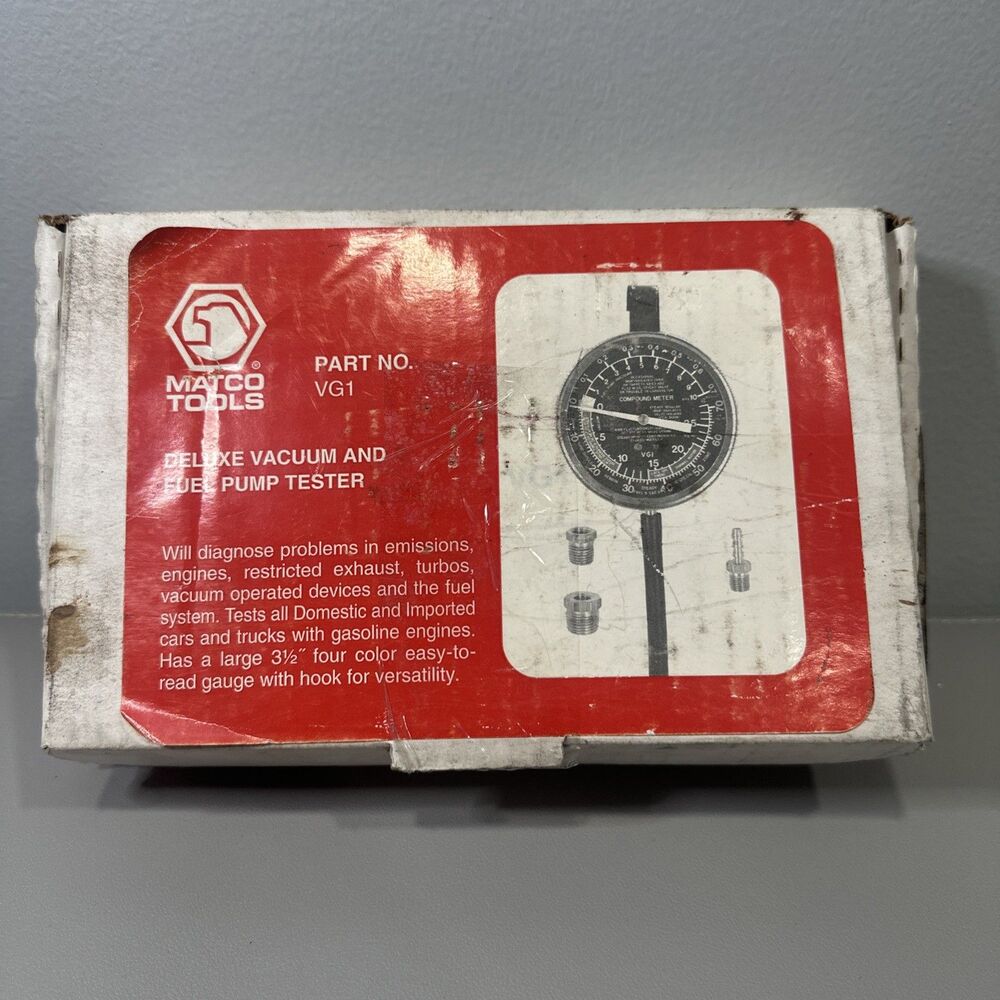 Matco Deluxe Vacuum And Fuel Pump Tester VG1 With Original Box